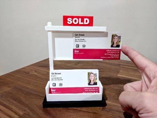 Real Estate Business Card Holder, 3D Printed Realtor Card Display, Sold Sign Desk Organizer, Realtor Closing Gift