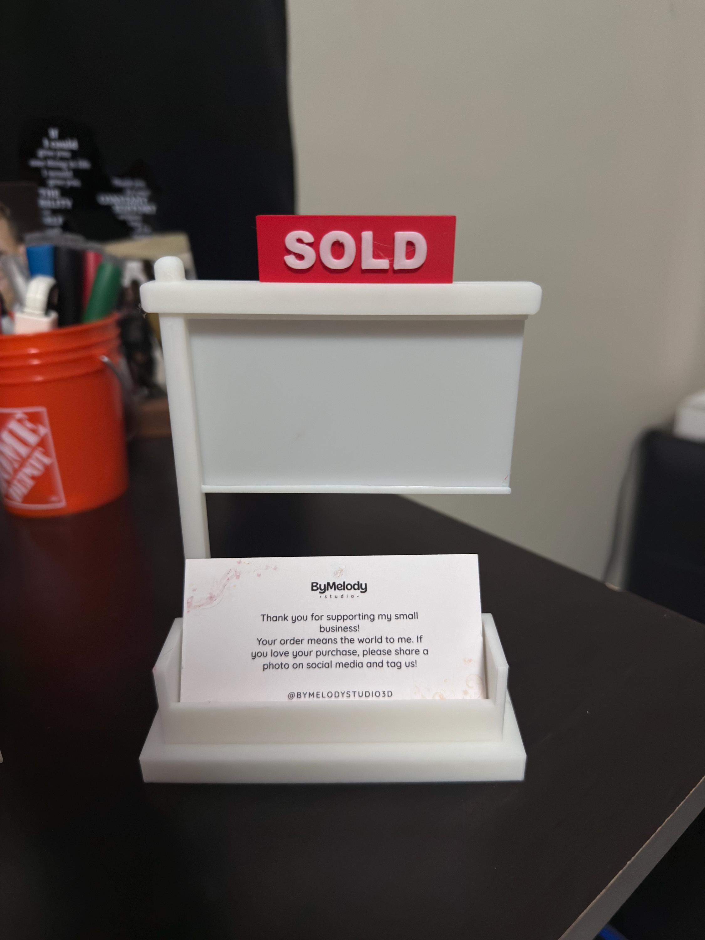 Real Estate Business Card Holder, 3D Printed Realtor Card Display, Sold Sign Desk Organizer, Realtor Closing Gift