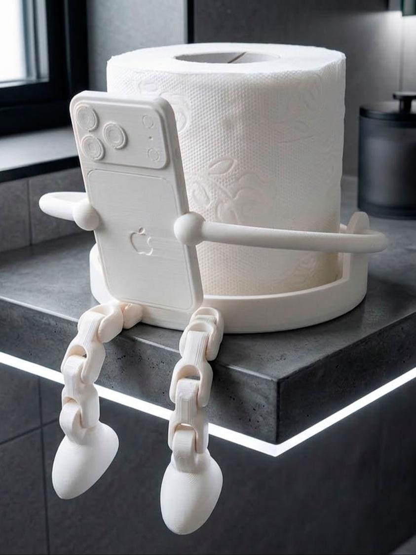 Funny Toilet Paper Holder, 3D Printed Smartphone Toilet Roll Holder, Bathroom Decor, Novelty Bathroom Organizer, Gag Gift