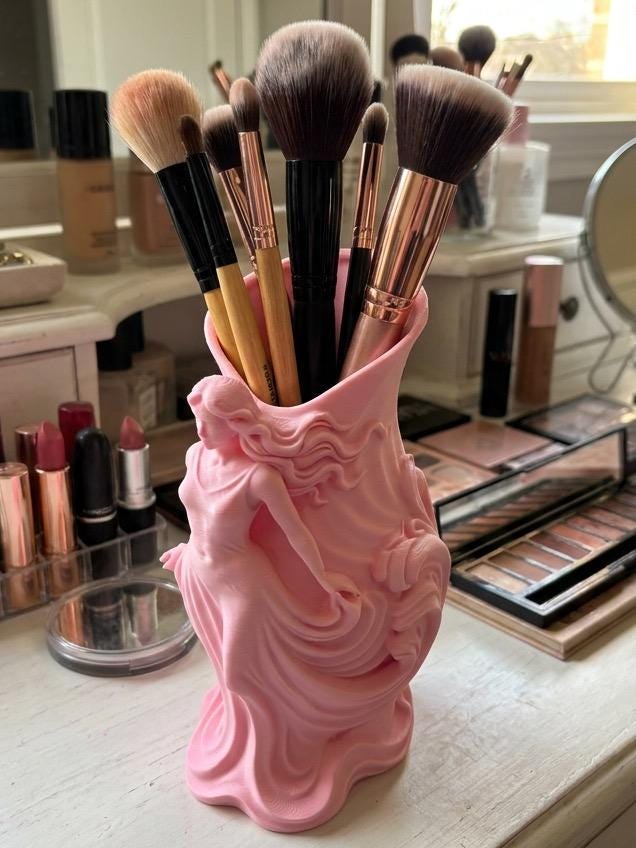Art Nouveau Goddess Vanity Organizer & Brush Vase | 3D Printed | Cottagecore Aesthetic Gift for Her