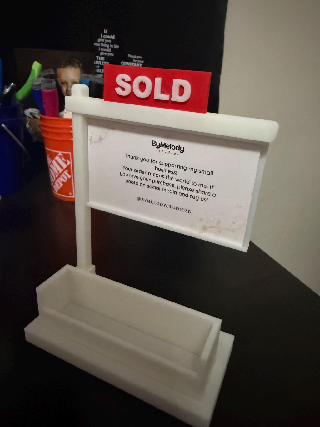 Real Estate Business Card Holder, 3D Printed Realtor Card Display, Sold Sign Desk Organizer, Realtor Closing Gift