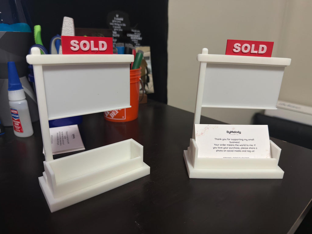 Real Estate Business Card Holder, 3D Printed Realtor Card Display, Sold Sign Desk Organizer, Realtor Closing Gift