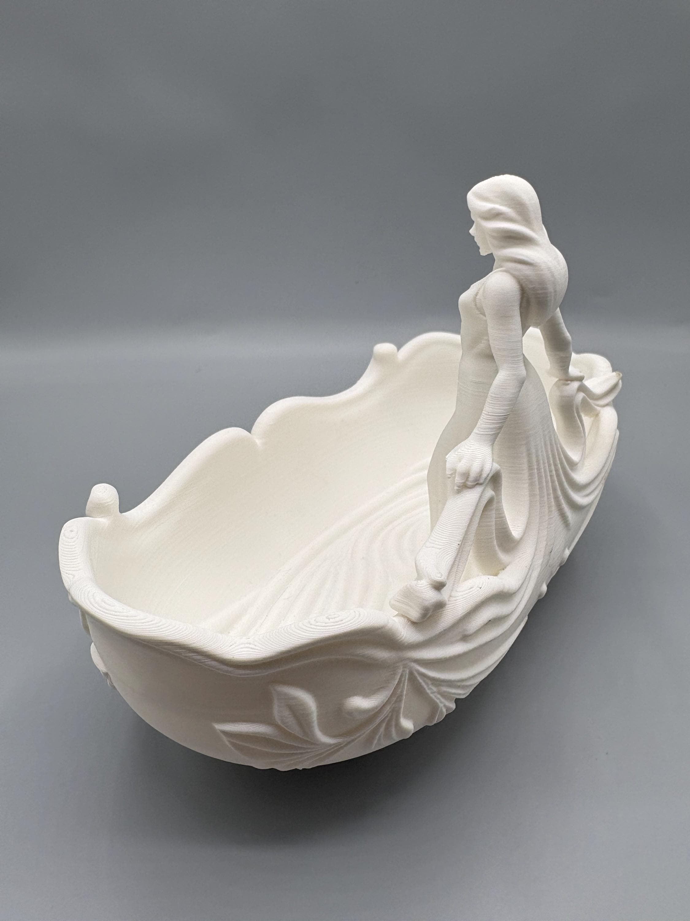 Goddess Figural Bowl Vanity Catchall — 3D Printed Decorative Dish — Jewelry Tray — Home Decor — Art Nouveau Style