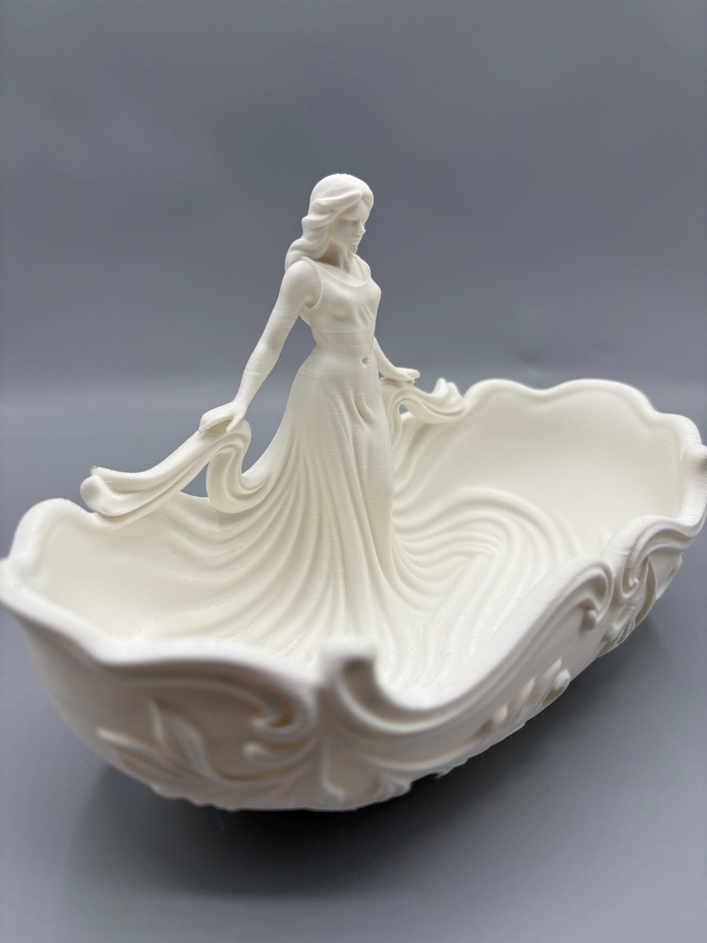 Goddess Figural Bowl Vanity Catchall — 3D Printed Decorative Dish — Jewelry Tray — Home Decor — Art Nouveau Style
