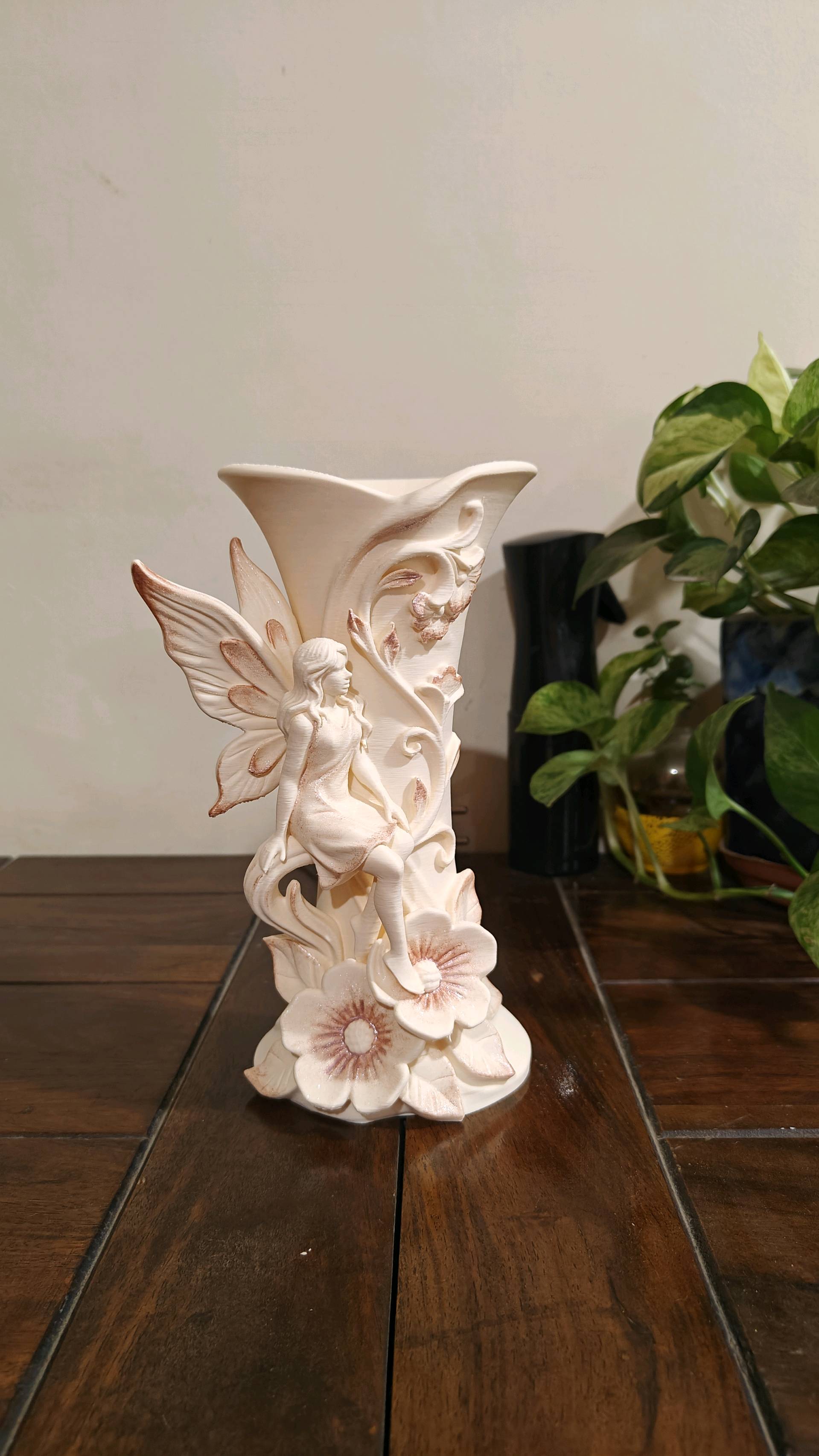 Fairy Vase with Flowers, Cottagecore Decor, Fantasy Flower Vase, Garden Fairy Figurine, Mothers Day Gift, Whimsical Home Decor